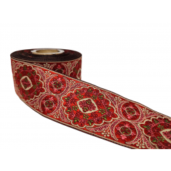 Inicio Cinta bordada floral colores rojo, rosa, verde y beige de 50mm Babachic by Moodywood