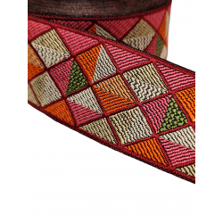 Inicio Cinta de motivos geométricos triangulares naranja, rosa, verde y beige 50mm Babachic by Moodywood