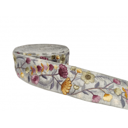 Inicio Cinta gris floral bordada 40mm Babachic by Moodywood