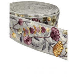 Inicio Cinta gris floral bordada 40mm Babachic by Moodywood