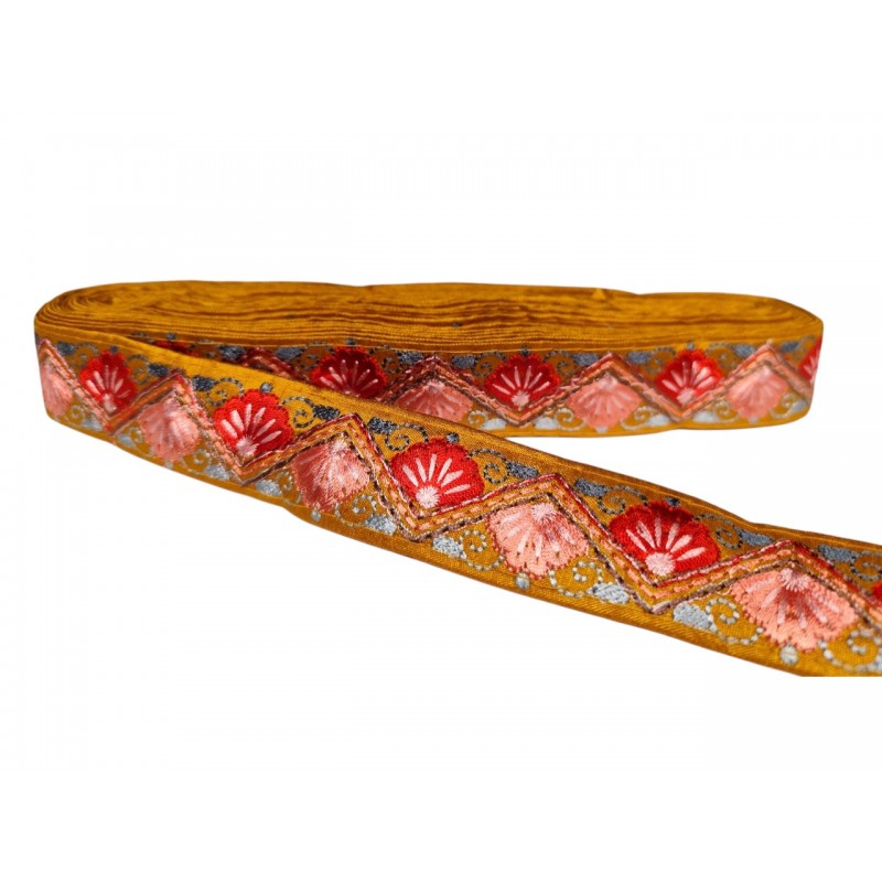Inicio Cinta naranja bordada con motivos florales 35mm Babachic by Moodywood
