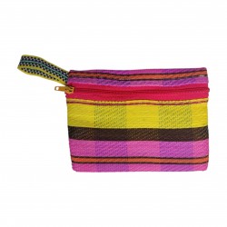 Pocket Pouch Monnaie de poche fuchsia, jaune et marron babachic