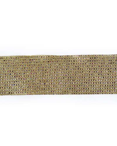 CINTA DECORATIVA TEXTIL DORADA CON INCRUSTACIONES BRILLANTES PARA FIESTA