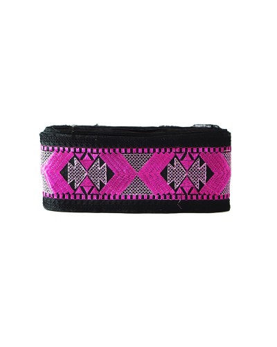 Sold by meter Geometric border about 9 cm wide. Black background an...