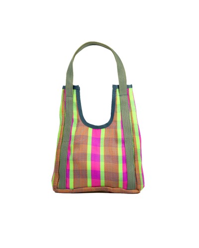 Hole Bag Vichy neon: Bolso de Hombro Boho Reversible - Babachic