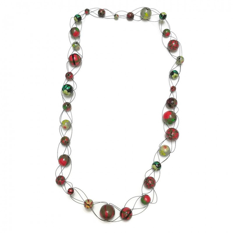 Necklaces Long mesh necklace green/red - Winter nights Babachic by Moodywood