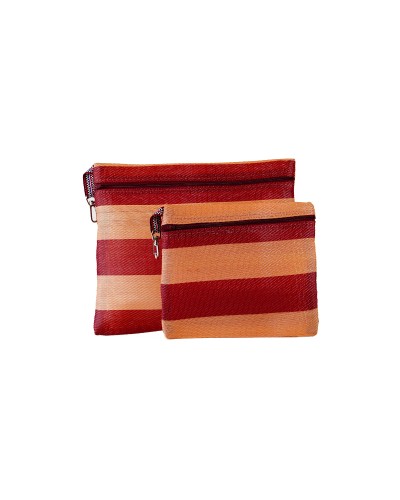 Pouches 2P Set Salmón Fuego - Dúo de Estuches de Plástico Reciclado