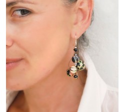 Boucles d'oreilles Boucles Twist beige/noir - 4 cm - Winter nights Babachic by Moodywood