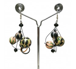 Boucles d'oreilles Boucles Twist beige/noir - 4 cm - Winter nights Babachic by Moodywood