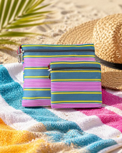 Pouches 2P Set Green line - Dúo de Estuches de Plástico Reciclado