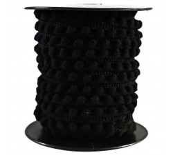 Los minis Gálon de mini pompones - Negro - 10 mm babachic