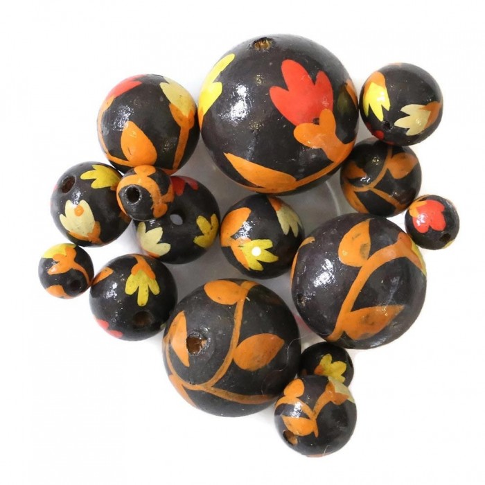 Wooden beads - Tulipa - Brown and orange
