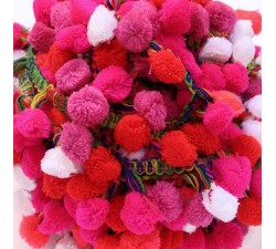 The big ones Pompom braid XL - Pink, red and white - 45 mm babachic
