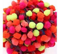 Pompoms Pompom braid XL - Red, pink, orange and yellow - 45 mm babachic