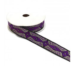 Ribbons Graphic ribbon - Aztec - Purple, black and silver - 20 mm babachic