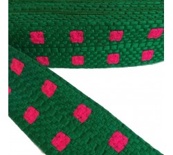 Bordado Bordado gráfico - Cuadrado - Verde y rosa - 65 mm babachic