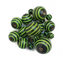 Stripes Wooden beads - Stipes - Black and green Babachic by Moodywood