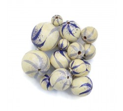 Zebra Wooden beads - Zebra - White, lilac and blue Babachic by Moodywood