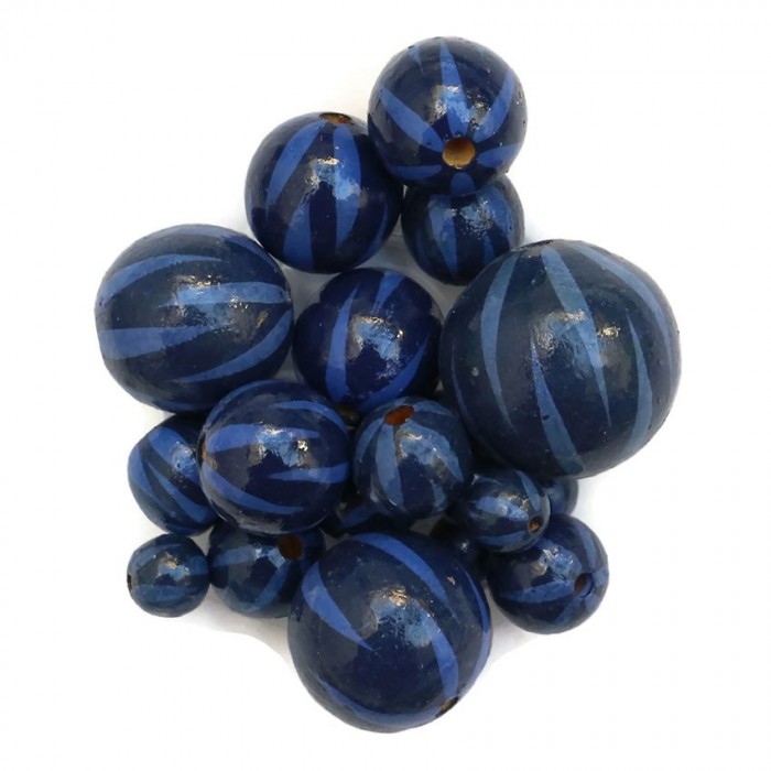 Wooden beads - Zebra - Dark blue