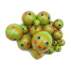 Faces Wooden beads - Doll - Green Babachic by Moodywood
