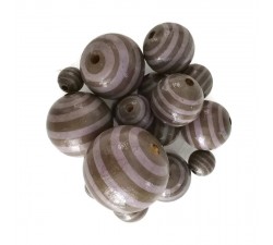 Stripes Wooden beads - Stipes - Brown and purple Babachic by Moodywood