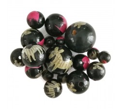 Animals Wooden beads - Zebra - Black and pink Babachic by Moodywood