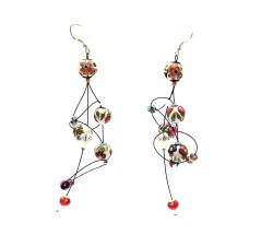 Ellipse earrings 9 cm - Flower - Splash