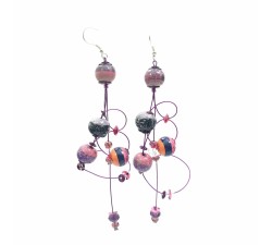 Ellipse earrings 9 cm - Purple - Splash
