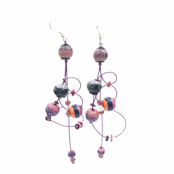 Ellipse earrings 9 cm - Purple - Splash
