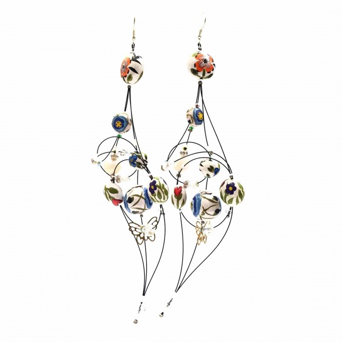 Duchess earrings 16 cm - Flower - Splash