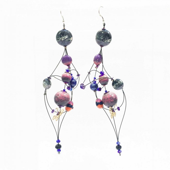 Duchess earrings 16 cm - Purple - Splash