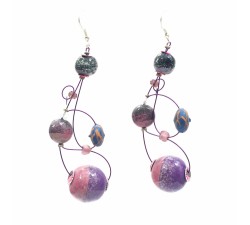 Loop earrings 7 cm - Purple - Splash