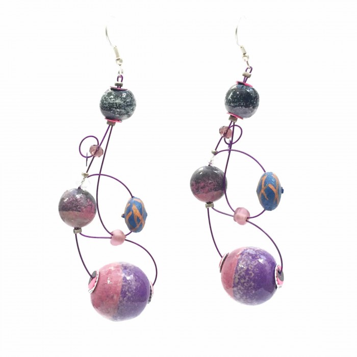 Loop earrings 7 cm - Purple - Splash