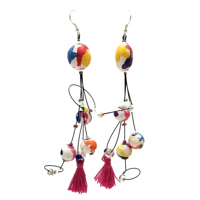 Pampille earrings 12 cm - Multicolor - Splash