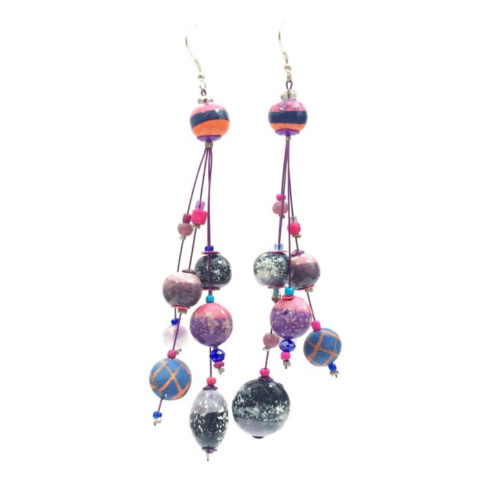 Drop earrings 12 cm - Purple - Splash