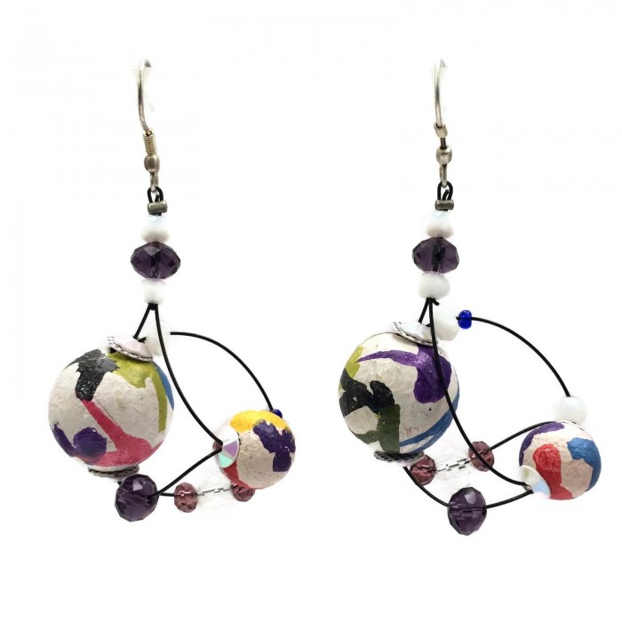 Drop earrings 4 cm - Multicolor - Splash