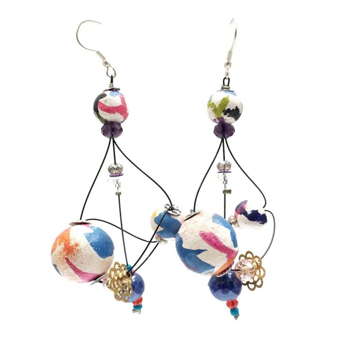 Rosace earrings 7 cm - Multicolor - Splash