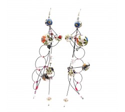 Earrings Torsade earrings 16 cm - Flower - Splash Babachic by Moodywood