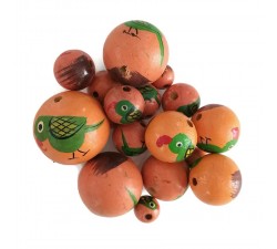 Animals Wooden beads - Parrot - Green and salmon Babachic by Moodywood