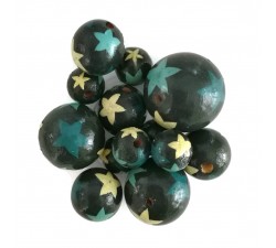Stars Wooden beads - Stars - Blue Babachic by Moodywood