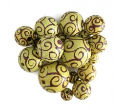 Spirales Perles en bois - Spirales - Jaune et aubergine Babachic by Moodywood