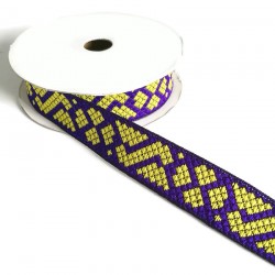 Ribbons Ribbon Tetris - Purple and yellow - 25 mm