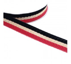 Ribbons Woven braid - Stripes - Red, black and golden - 18 mm babachic