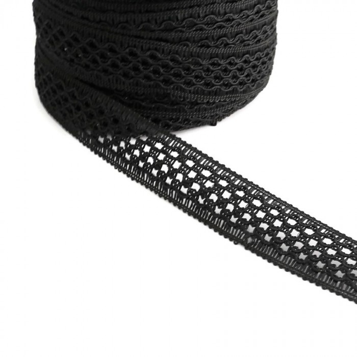 Lace ribbon - Black - 20 mm