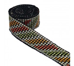 Embroidery Black velvet ribbon - Khaki, yellow, orange - 55 mm babachic