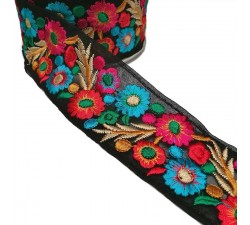 Embroidery Indian embroidery - Estival - Red, pink, blue and black - 55 mm babachic