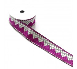 Ribbons Zigzag ribbon - Fuchsia and white - 40 mm