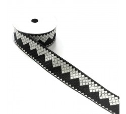 Ribbons Zigzag ribbon - Black and white - 40 mm