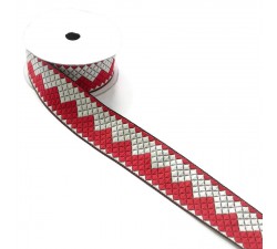 Ribbons Zigzag ribbon - Red and white - 40 mm