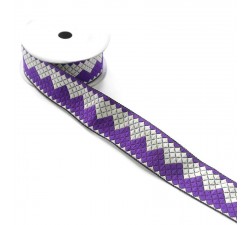 Ribbons Zigzag ribbon - Purple and white - 40 mm babachic